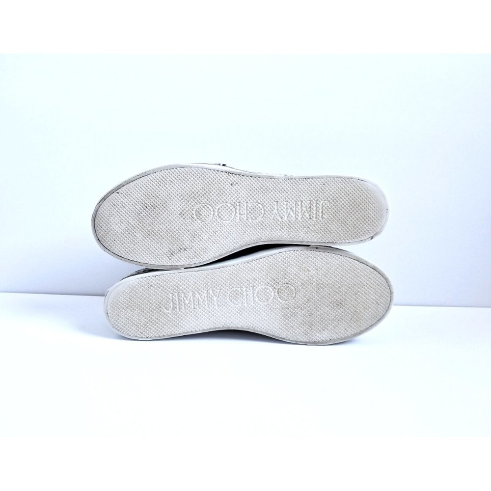 JIMMY CHOO Dawn Metallic Pewter Leather Espadrilles EU 39 US 9 Slip On Leopard - Picture 12 of 16